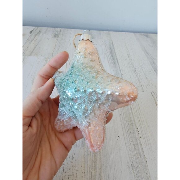 Glass beaded life-size starfish ornament pink Xmas tree - Picture 3 of 8